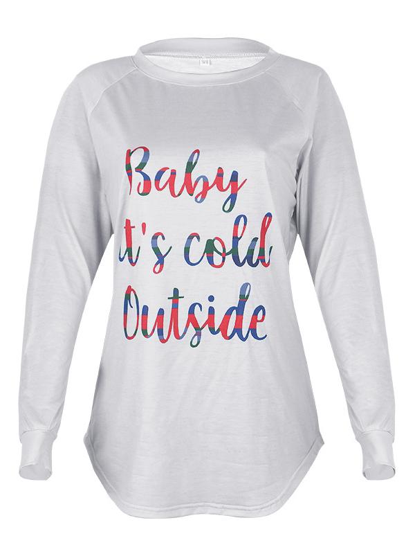 Baby It's Cold Outside Print Off Shoulder Fashion Maternity T-Shirt