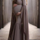 Off Shoulder Mermaid Flare Sleeve Photo Shoot Elegant Maternity Dress