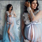 Women's Maternity Dress for Photography Deep V Neck Gown Split Front Lace Long Maxi Dresses