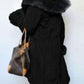 Solid Faux Fur Patchwork Hooded Long Sleeve Maternity Coat