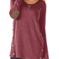 Seindeal Soild Buttons Round Neck Long Sleeve Casual T-Shirt