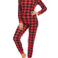 Buffalo Plaid Round Neck Long Sleeve Maternity Long Pajama Set