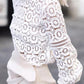 White Lace Flowers Ribbon Collar Lantern Sleeve Long Sleeve Elegant Blouse Women Tops Tops