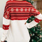 Geometric Elk Print Round Neck Long Sleeve Christmas Maternity T-Shirt