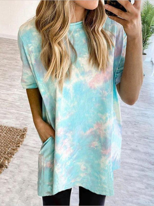 Colorful Tie Dye Pockets Honey Girl T-shirt Maternity Mini Dress