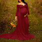 Seindeal Lace Flare Sleeve Off Shoulder Baby Shower Maternity Maxi Dress Halloween