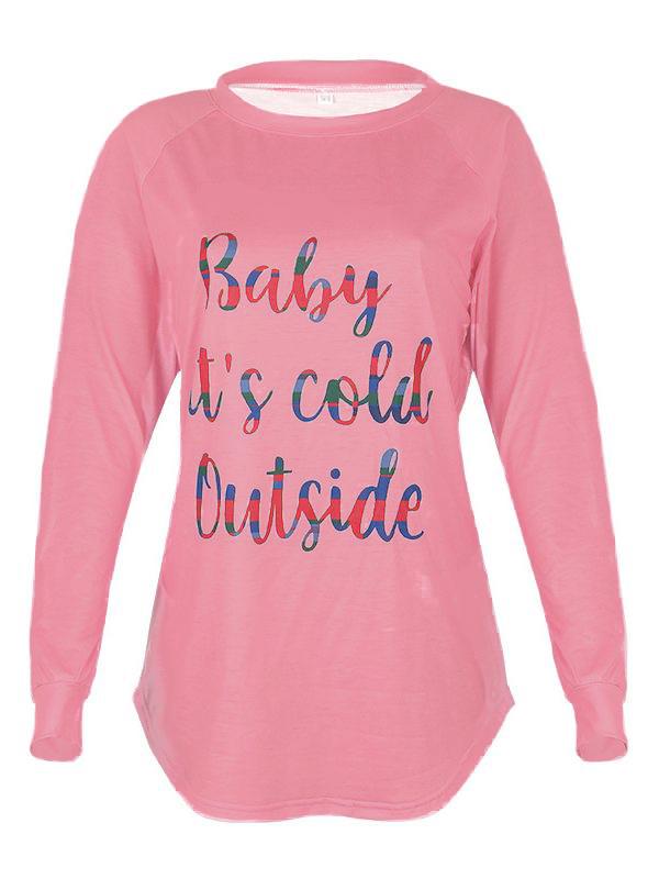 Baby It's Cold Outside Print Off Shoulder Fashion Maternity T-Shirt