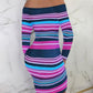Striped Off Shoulder Fitted Long Sleeve Maternity Casual Sweater Midi Dress