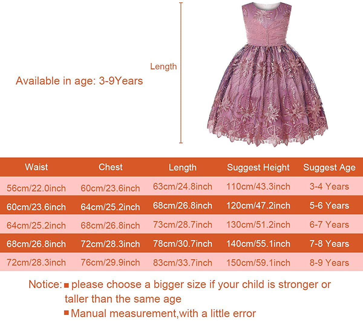 Baby Girl's Dress Girls Party Dresses Mesh Beaded for Christmas Halloween Costumes Knee Length Flower Girl Dress 0-10 Years (3-4 Years, Bean Paste Color01)