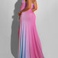 Gradient Color Spaghetti Strap Slit Baby Shower Maternity Maxi Dress