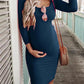 Long Sleeve Bodycon Round Neck Maternity Mini Dress