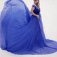 Seindeal Off Shoulder Chiffon Maternity Dress for Baby Shower PhotoShoot Flowy Maxi