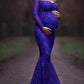 Lace Off Shoulder Bodycon Mermaid Maternity For Babyshower Maxi Dress