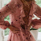 Flowers Tie Back Ruffle V-neck Long Sleeve Honey Girl Maternity Mini Dress