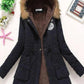 Fur Hooded Badge Pockets Long Sleeve Maternity Fluffy Coat