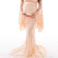 Seindeal Lace Bodycon V-neck Flare Sleeve Maternity Casual Maxi Dress