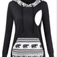 Seindeal Patchwork Breast Feeding Hooded Maternity Pullover Sweatshirt