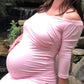 Seindeal Off Shoulder Backless Draped Mermaid Maternity Photoshoot Dress Pink