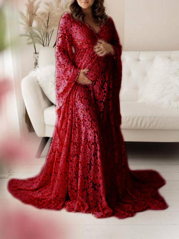 Lace Slit Babyshower Maternity For Wedding Gowns Maxi Dress