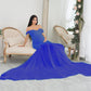 Seindeal Patchwork Off Shoulder Mermaid Baby Shower Maternity Maxi Dress