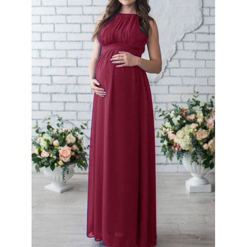 Seindeal Round Neck Panel Ruched Sleeveless Plus Size Maternity Dress for Baby Shower Blue Boy