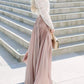 Seindeal Pleated A-Line Elegant Bohemian Skirt Long Party Pleated Skirt Maxi Skirt Beach Skirt