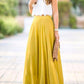 Yellow Draped Elastic Waist Elegant Summer Bohemian Chiffon Maxi Skirt Women