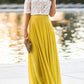 Yellow Draped Elastic Waist Elegant Summer Bohemian Chiffon Maxi Skirt Women