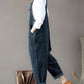 Solid color pockets buttons bib women overalls dungarees