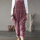 Solid color pockets buttons bib women overalls dungarees