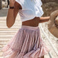 Pink Polka Dot Ruffles Drawstring High Waist Tutu Women Fashion Elegant Plumetis Cuddly Beach Skater Mini Skirt Volant Skirt