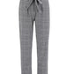 Gray Checkered Pocket Print High Waist Tie Belt Casual Women's Nine's Pants With Bow Paperbag Pants