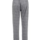 Gray Checkered Pocket Print High Waist Tie Belt Casual Women's Nine's Pants With Bow Paperbag Pants