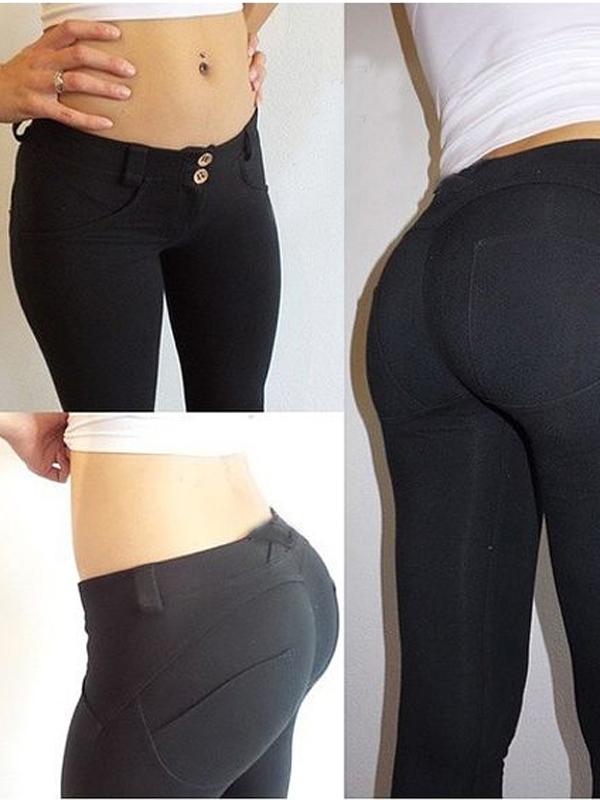 Black Elastic Waist Slim Skinny Leggings Push Up Butt Pants Long Women Fashion