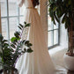 White Lace Deep V Backless Round Neck Long Sleeve Elegant Maxi Dress Evening Dress Ball Gown