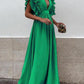 Cascading Ruffle High Waist Deep V Neck Sleeveless Maxi Dresses Women's Evening Dress