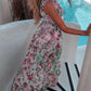 Flowers Floral V-Neck Sleeveless Side Slit Maxi Dress Beach Dress Summer Dress