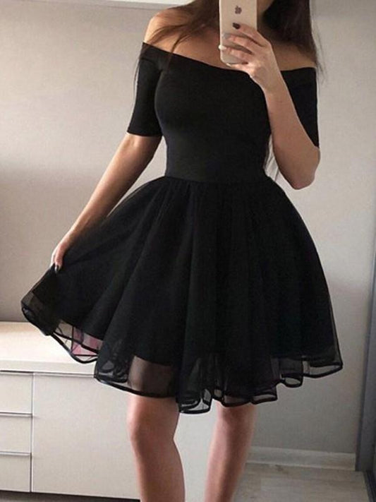 Seindeal Grenadine Off Shoulder Backless Tutu Sexy Mini Black Dress Halloween Costume Cocktail Graduation Short