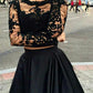 Seindeal Maxi Dresses Two-Piece Solid Color Lace Round Neck Long Sleeve Women Fashion