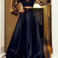 Seindeal Maxi Dresses Two-Piece Solid Color Lace Round Neck Long Sleeve Women Fashion