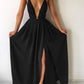 Side Slit Backless Deep V-Neck Spaghetti Straps Women Maxi Dresses Party Dress Ball Gown