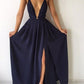 Side Slit Backless Deep V-Neck Spaghetti Straps Women Maxi Dresses Party Dress Ball Gown