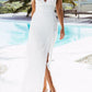 Lace Lacing Side Slit Backless Deep V-Neck Spaghetti Straps A-Line Maxi Dress Women's Fashion Beach Dress