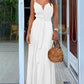 Button belt v-neck spaghetti straps women maxi dress beach dress