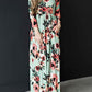 Floral Pockets Round Neck Long Sleeve Women Maxi Dresses Casual Dress