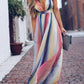 Colorful V-Neck Spaghetti Straps Maxi Dresses Women Fashion Elegant Dress