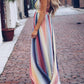 Colorful V-Neck Spaghetti Straps Maxi Dresses Women Fashion Elegant Dress