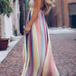 Colorful V-Neck Spaghetti Straps Maxi Dresses Women Fashion Elegant Dress