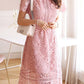 Lace ruffle round neck short sleeve women midi dresses lace dress cocktail dress