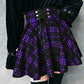 Checkered Lacing High Waisted A-Line Mini Skirt Skater Skirt Pleated Skirt Women Fashion